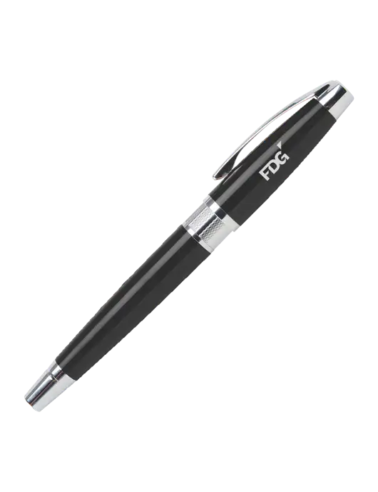 Masscotti Black Rollerball Pen - Black Ink w/FDG Logo