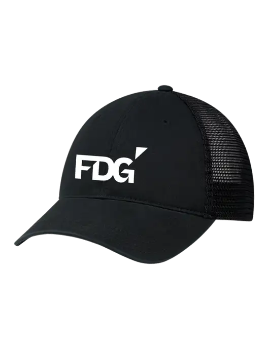 Richardson 111 Garment Washed Trucker Cap Black w/Black Mesh w/FDG Logo