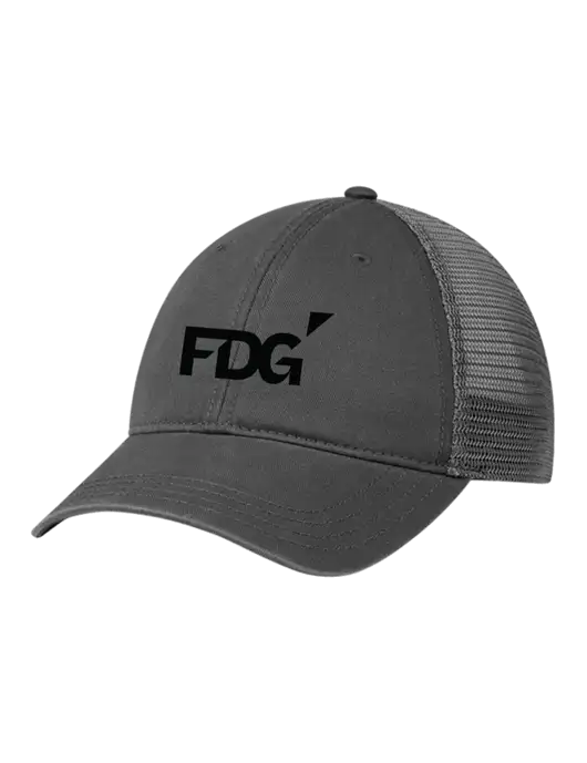 Richardson 111 Garment Washed Trucker Cap Charcoal w/Charcoal Mesh w/FDG Logo