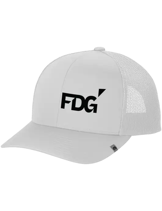 TravisMathew White Cruz Trucker Cap w/FDG Logo