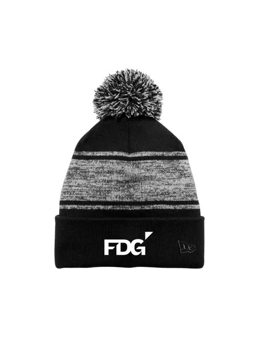 New Era Black/Charcoal Knit Chilled Pom Beanie w/FDG Logo