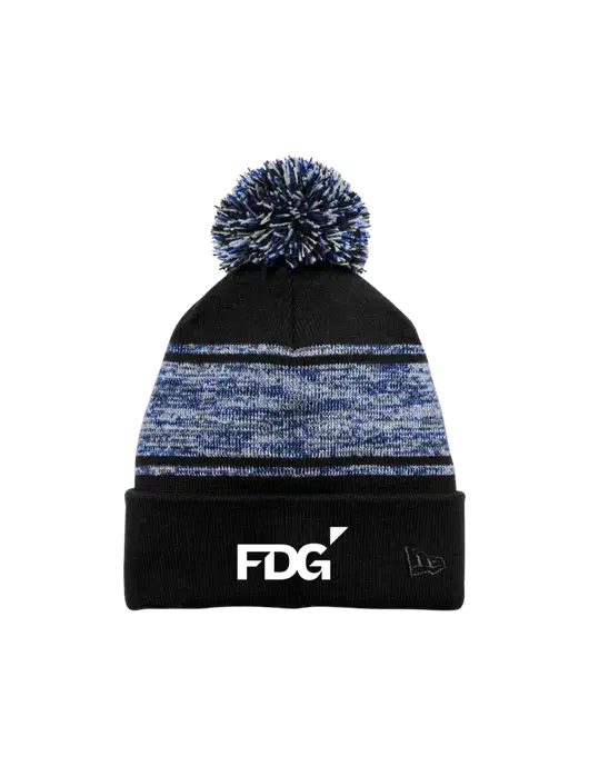 New Era Black/Royal Knit Chilled Pom Beanie w/FDG Logo