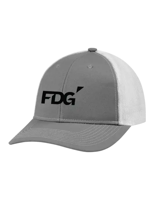 Snapback Ponytail Trucker Cap Light Medium Heather Grey w/White Mesh w/FDG Logo
