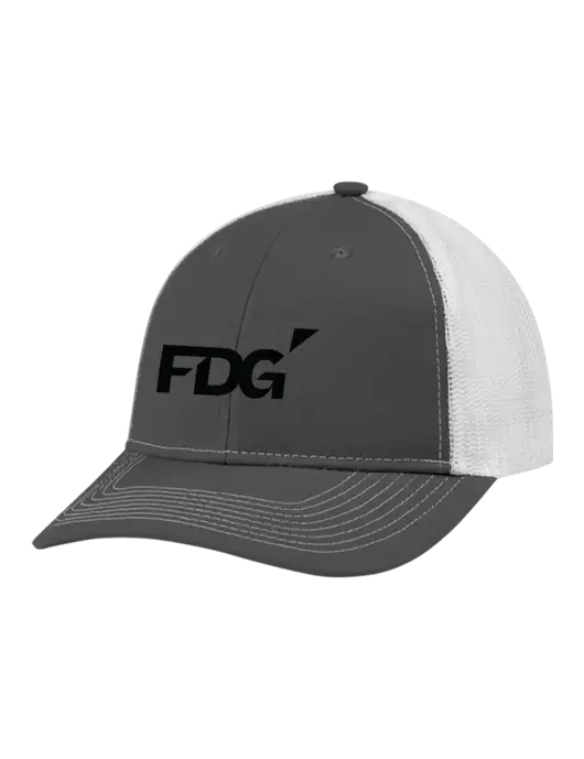 Snapback Ponytail Trucker Cap Dark Grey w/White Mesh w/FDG Logo