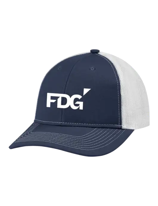 Snapback Ponytail Trucker Cap Navy w/White Mesh w/FDG Logo