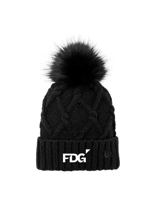New Era Black Faux Fur Pom Beanie w/FDG Logo