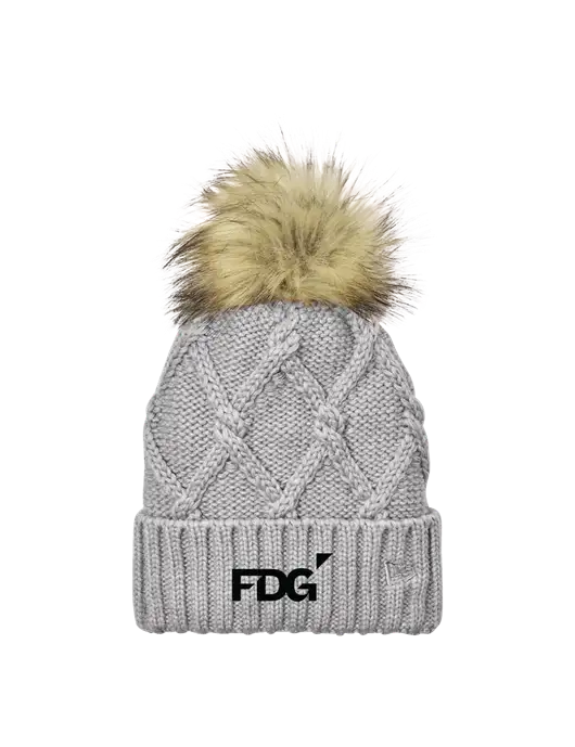New Era Light Grey Faux Fur Pom Beanie w/FDG Logo