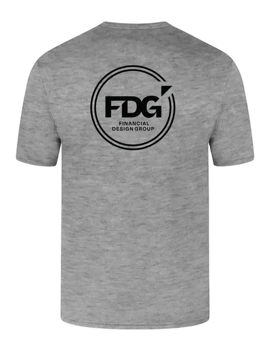 Core Blend Medium Grey Heather Pocket T-Shirt w/FDG Circle Logo, FDG Logo