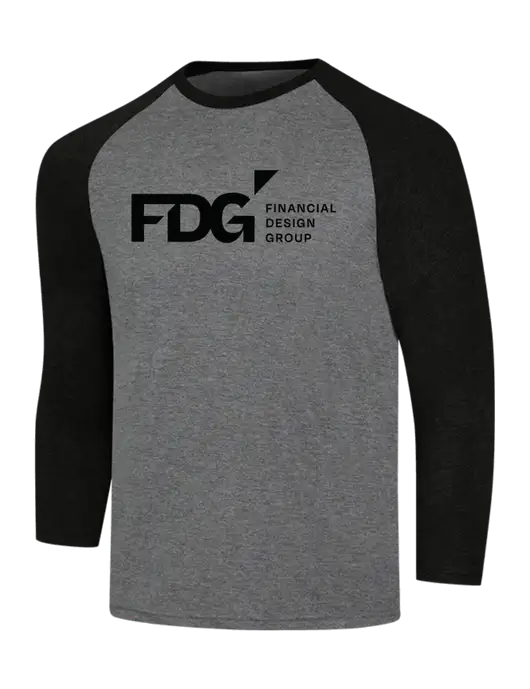Simply Soft 3/4 Sleeve Black Frost/Grey Frost Ring Spun Cotton T-Shirt w/FDG Logo