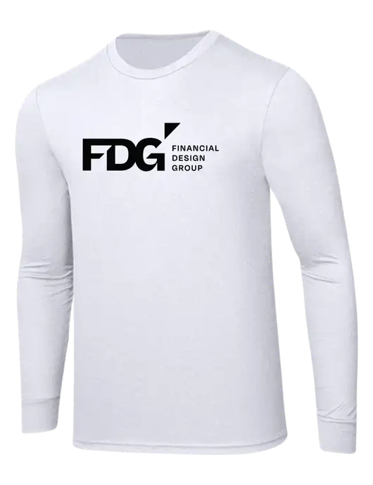 Simply Soft Long Sleeve White 4.5 oz, Poly/Combed Ring Spun Cotton T-Shirt w/FDG Logo