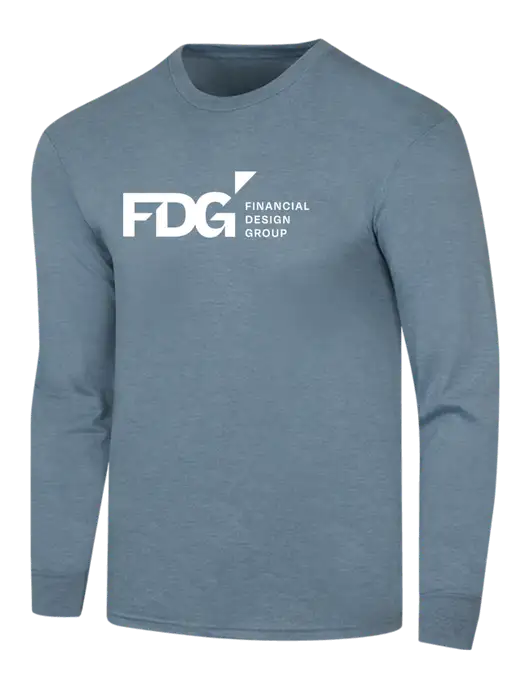 Simply Soft Long Sleeve Slate Blue Heather 4.5 oz, Poly/Combed Ring Spun Cotton T-Shirt w/FDG Logo