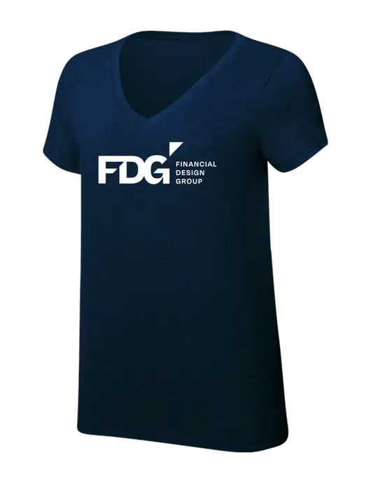 Womens Simply Soft V-Neck New Navy 4.5oz  Poly/Combed Ring Spun Cotton T-Shirt w/FDG Logo