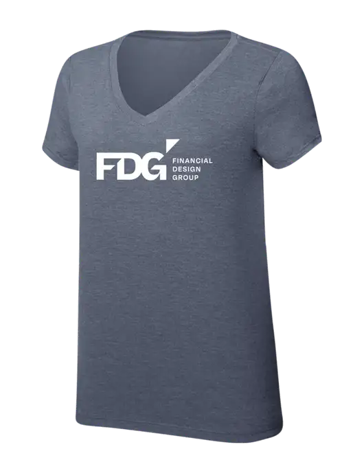 Womens Simply Soft V-Neck Navy Frost 4.5oz  Poly/Combed Ring Spun Cotton T-Shirt w/FDG Logo