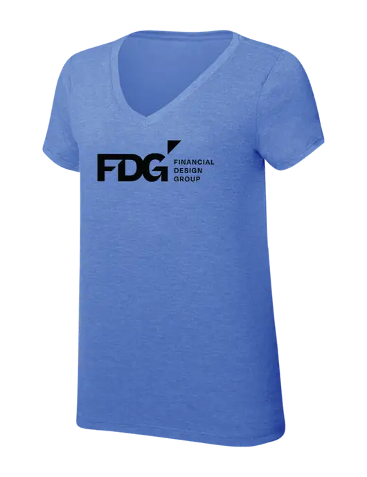 Womens Simply Soft V-Neck Royal Frost 4.5oz  Poly/Combed Ring Spun Cotton T-Shirt w/FDG Logo
