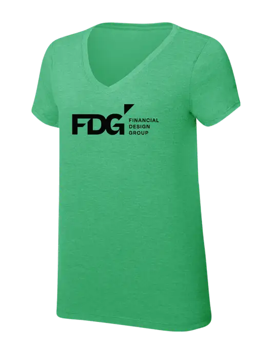Womens Simply Soft V-Neck Green Frost 4.5oz  Poly/Combed Ring Spun Cotton T-Shirt w/FDG Logo