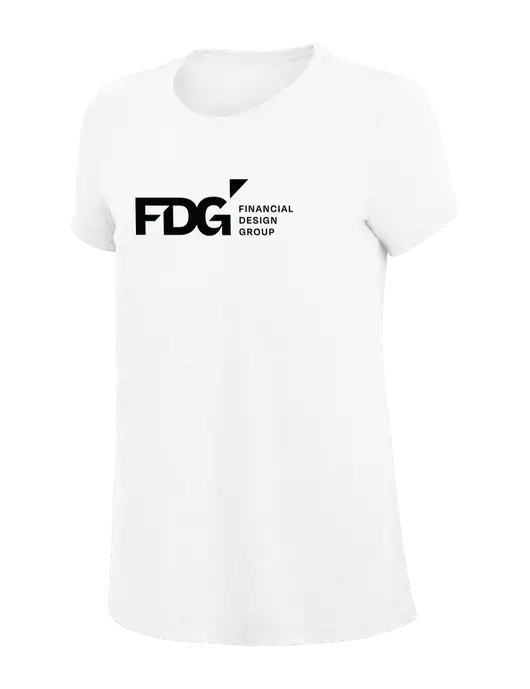 Womens Simply Soft White 4.5oz Poly/Combed Ring Spun Cotton T-Shirt
 w/FDG Logo
