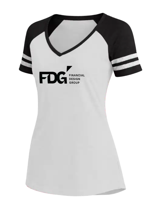 Womens White/Black V-Neck Game Tee w/FDG Logo