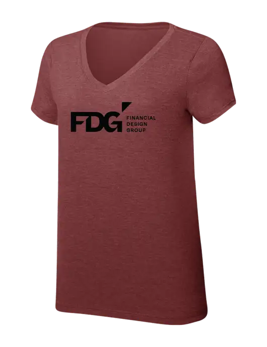 Womens Simply Soft V-Neck Maroon Frost 4.5oz  Poly/Combed Ring Spun Cotton T-Shirt w/FDG Logo