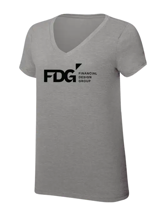 Womens Simply Soft V-Neck Grey Frost 4.5oz  Poly/Combed Ring Spun Cotton T-Shirt w/FDG Logo