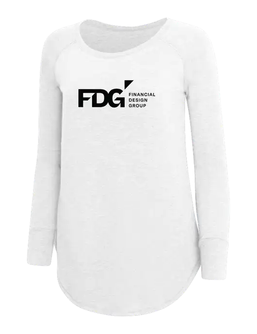 Womens Perfect Wide Collar Tunic Tri-Blend White 4.5 oz T-Shirt w/FDG Logo