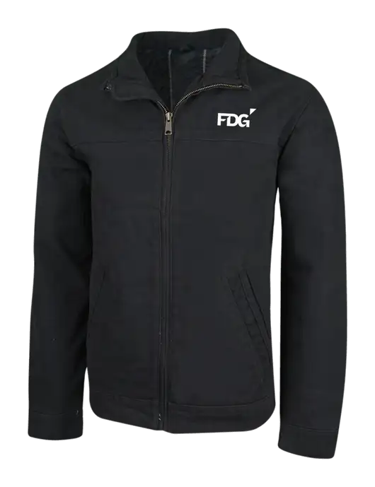 Cornerstone Black Washed Duck Cloth Flannel Lined Work Jacket w/FDG Logo