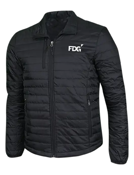Deep Black Puffy Packable Jacket w/FDG Logo