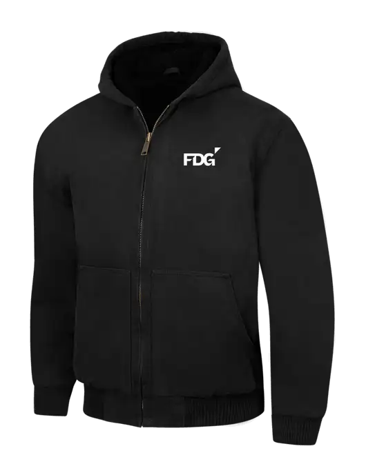 CornerStone Black Washed Duck Cloth Insulated Hooded Work Jacket w/FDG Logo