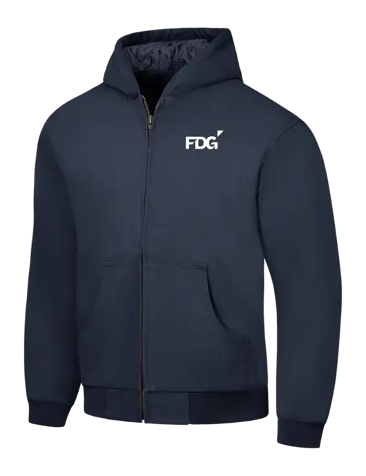 CornerStone Navy Duck Cloth Hooded Work Jacket w/FDG Logo