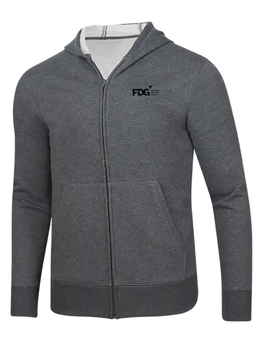 Full-Zip Dark Grey Heather Heavyweight Hooded Sweatshirt w/FDG Logo