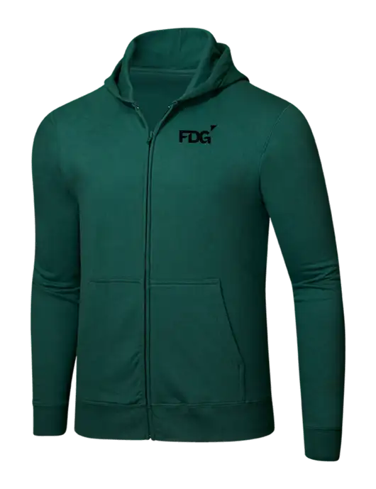 Forest Green 8.5 oz Ring Spun Zip Hooded Sweatshirt w/FDG Logo