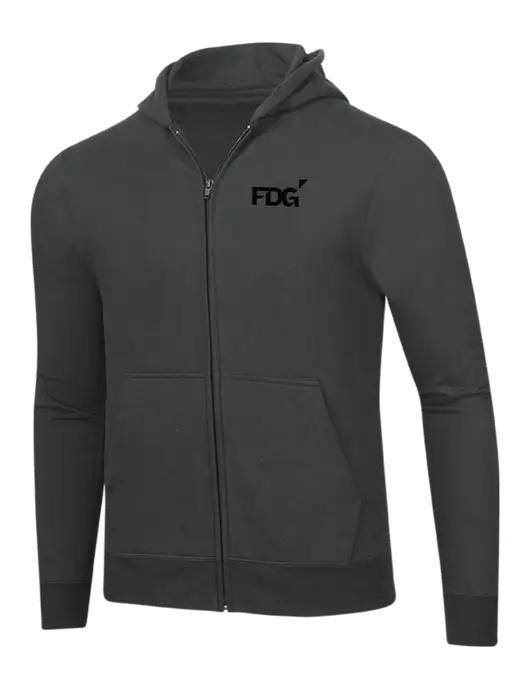 Charcoal 8.5 oz Ring Spun Zip Hooded Sweatshirt w/FDG Logo