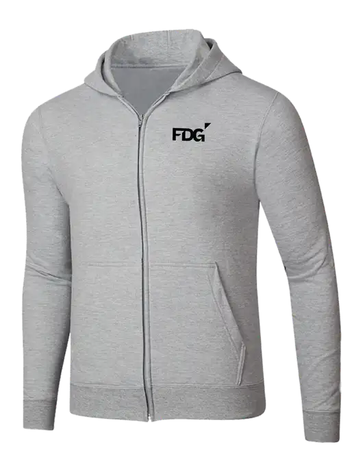 Light Grey Heather 8.5 oz Ring Spun Zip Hooded Sweatshirt w/FDG Logo