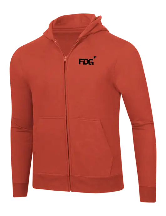 Orange 8.5 oz Ring Spun Zip Hooded Sweatshirt w/FDG Logo