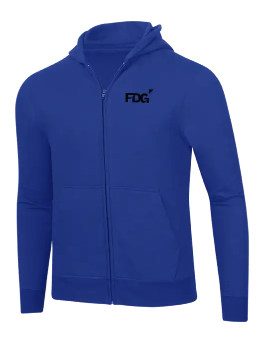 True Royal 8.5 oz Ring Spun Zip Hooded Sweatshirt w/FDG Logo