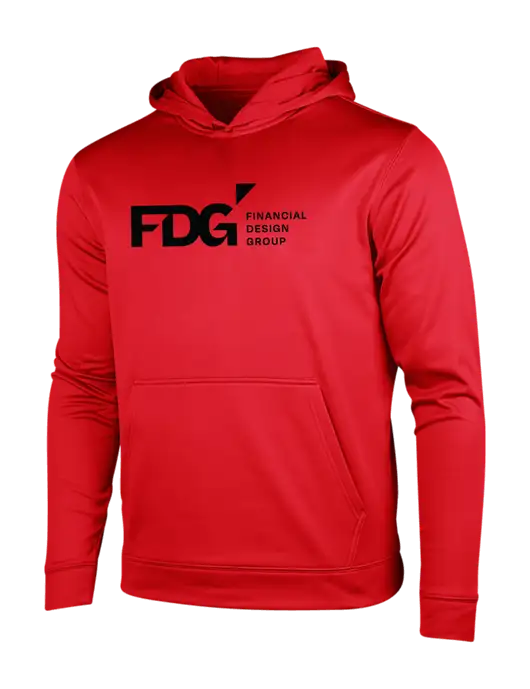 Deep Red Sport-Wick Fleece Hooded Pullover w/FDG Logo