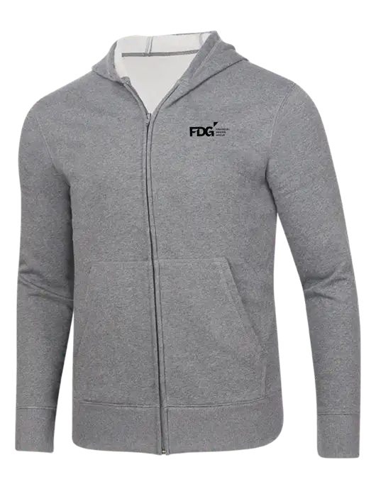 Full-Zip Medium Grey Heather Heavyweight Hooded Sweatshirt w/FDG Logo