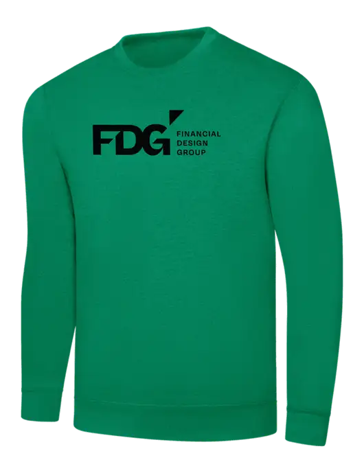 Kelly Green 7.8 oz Ring Spun Crew Sweatshirt w/FDG Logo