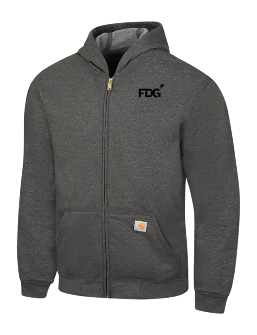 Carhartt Dark Grey Heather Midweight Hooded Zip-Front Sweatshirt w/FDG Logo