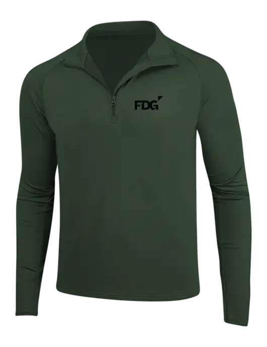 Dark Green Sport Wick Stretch 1/4 Zip Pullover w/FDG Logo
