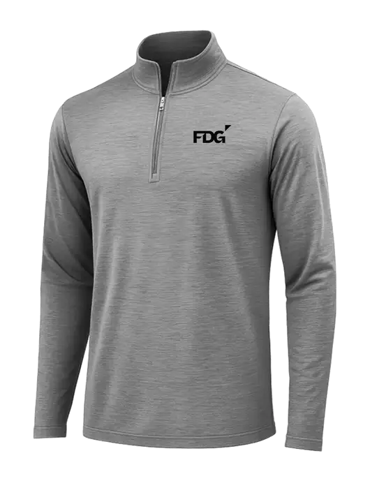 Dark Grey Heather Posicharge Tri-Blend Wicking 1/4 Zip Pullover w/FDG Logo