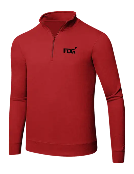 Bright Red 8.5 oz Ring Spun 1/4 Zip Pullover Sweatshirt w/FDG Logo
