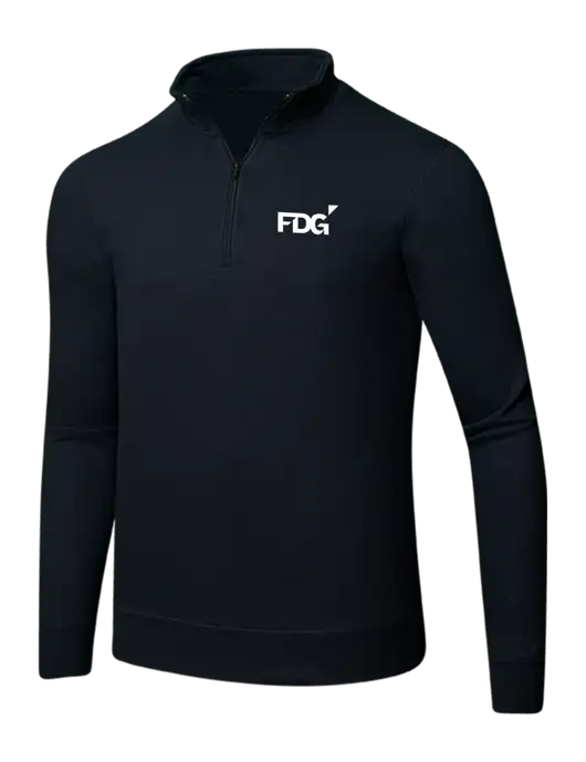Jet Black 8.5 oz Ring Spun 1/4 Zip Pullover Sweatshirt w/FDG Logo