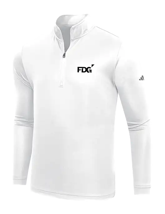 Adidas White  Lightweight Quarter Zip Pullover w/FDG Logo