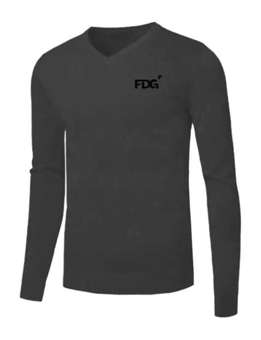 Brooks Brothers Medium Grey Heather Washable Merino V-Neck Sweater w/FDG Logo