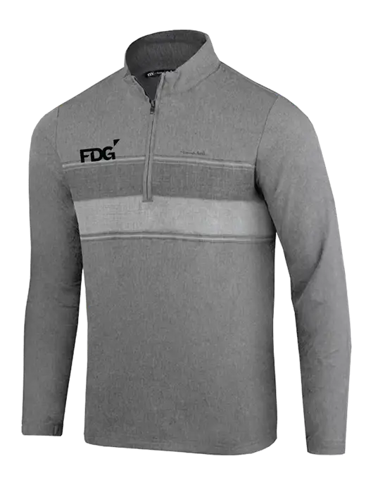 TravisMathew Balboa Chest Stripe Dark Grey Heather Quarter Zip w/FDG Logo