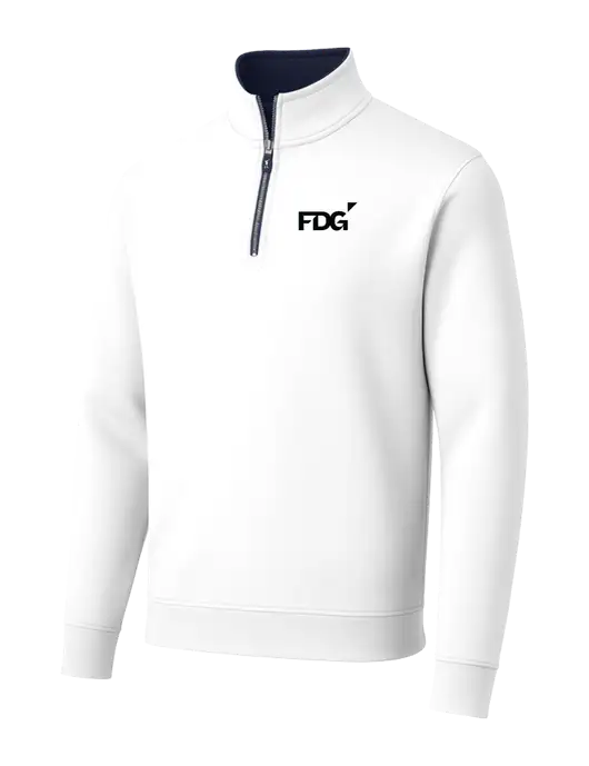 Fairway & Greene Caves Quarter-Zip Tech White Pullover w/FDG Logo