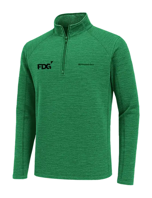 Vineyard Vines Heather Kelly Green Sankaty Quarter-Zip Pullover
 w/FDG Logo