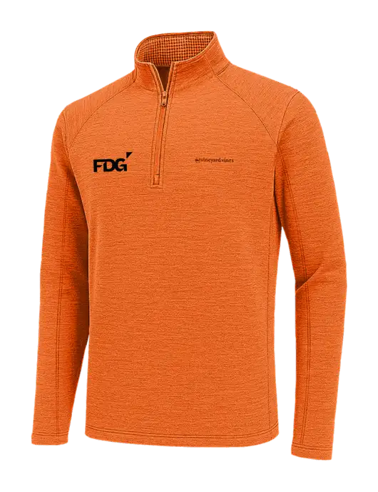 Vineyard Vines Heather Orange Sankaty Quarter-Zip Pullover
 w/FDG Logo
