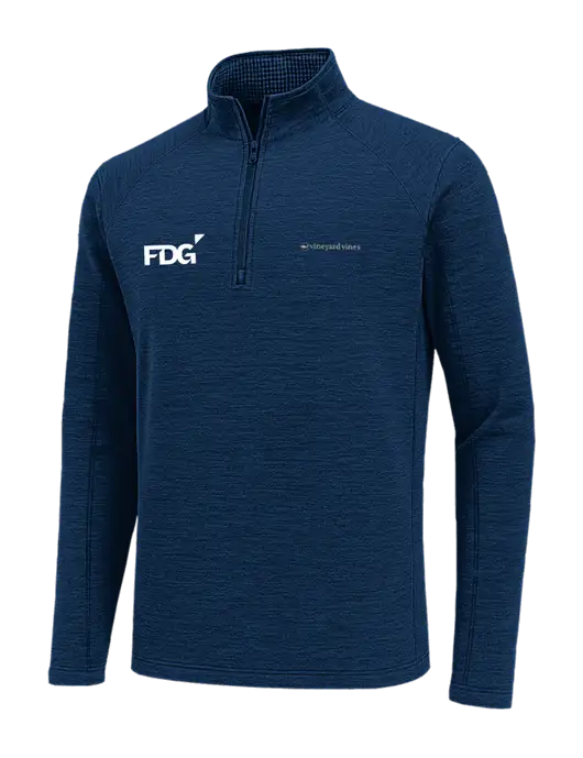 Vineyard Vines Dark Navy Heather Sankaty Quarter-Zip Pullover
 w/FDG Logo