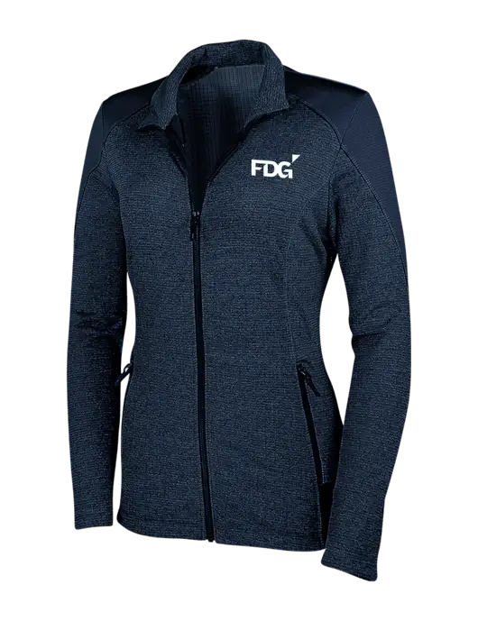 Navy Womens Grid Fleece Jacket w/FDG Logo